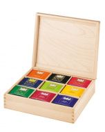 Kusmi, lakkozott fa teakínáló doboz, 9 fakkos
