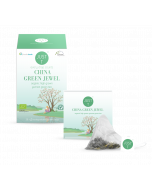 JUST T China green jewel Yunnan zöld tea piramis filteres bio organikus lebomló csomagolás