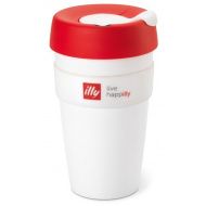 "live happilly" KeepCup elviteles pohár, fehér piros tetőve