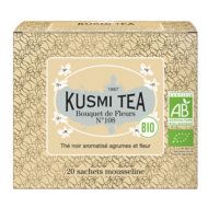 Kusmi, Bouquet de Fleurs N°108 bio fekete tea citrus és virág ízekkel, 20 db muszlinfilter, 40 g
