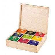 Kusmi, lakkozott fa teakínáló doboz, 9 fakkos
