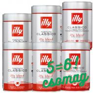 illy, darált prémium olasz kávé 100 % Arabica, kedvezményes csomag 5=6 