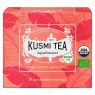 Kusmi, AquaSummer bio gyümölcstea almával és barackkal, 20 db muszlinfilter, 40 g
